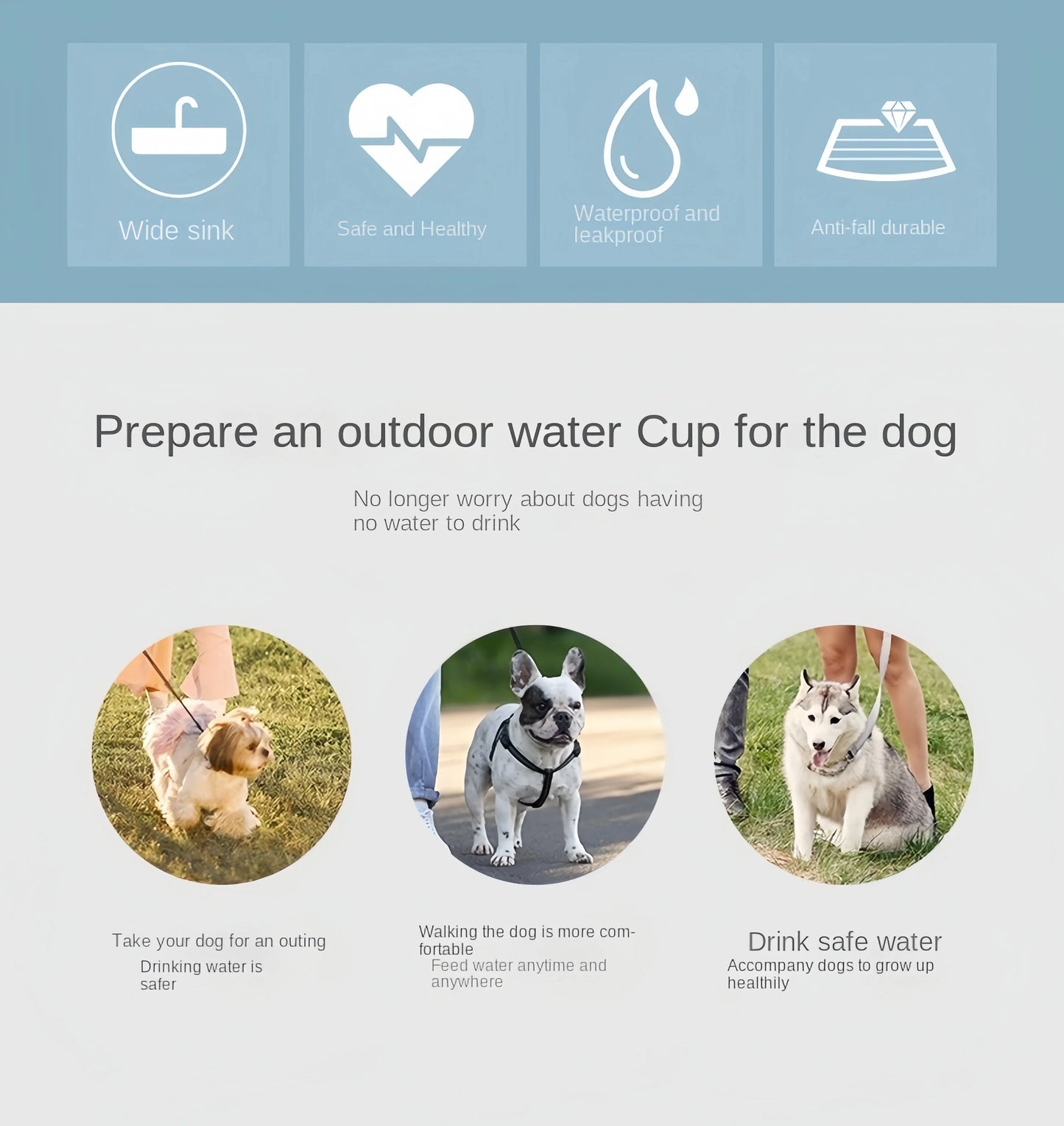 Portable Pet Water Bottle – 2-in-1 Water & Food Dispenser