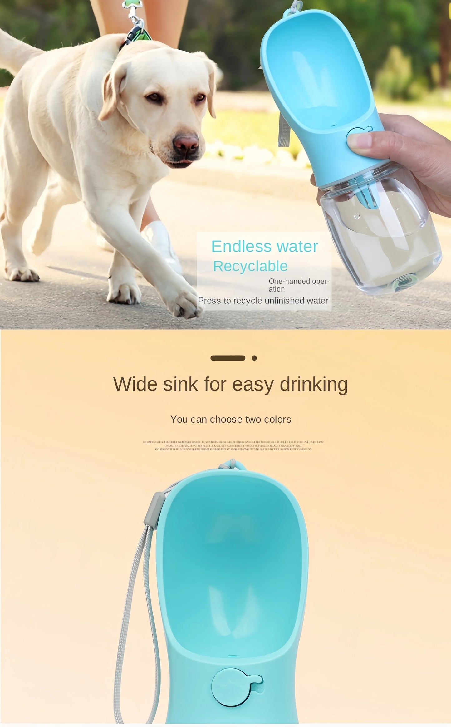 Portable Pet Water Bottle – 2-in-1 Water & Food Dispenser