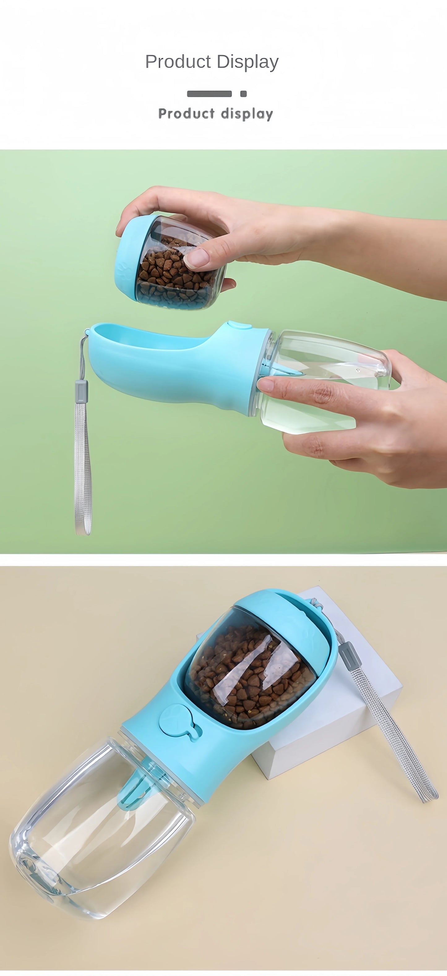 Portable Pet Water Bottle – 2-in-1 Water & Food Dispenser