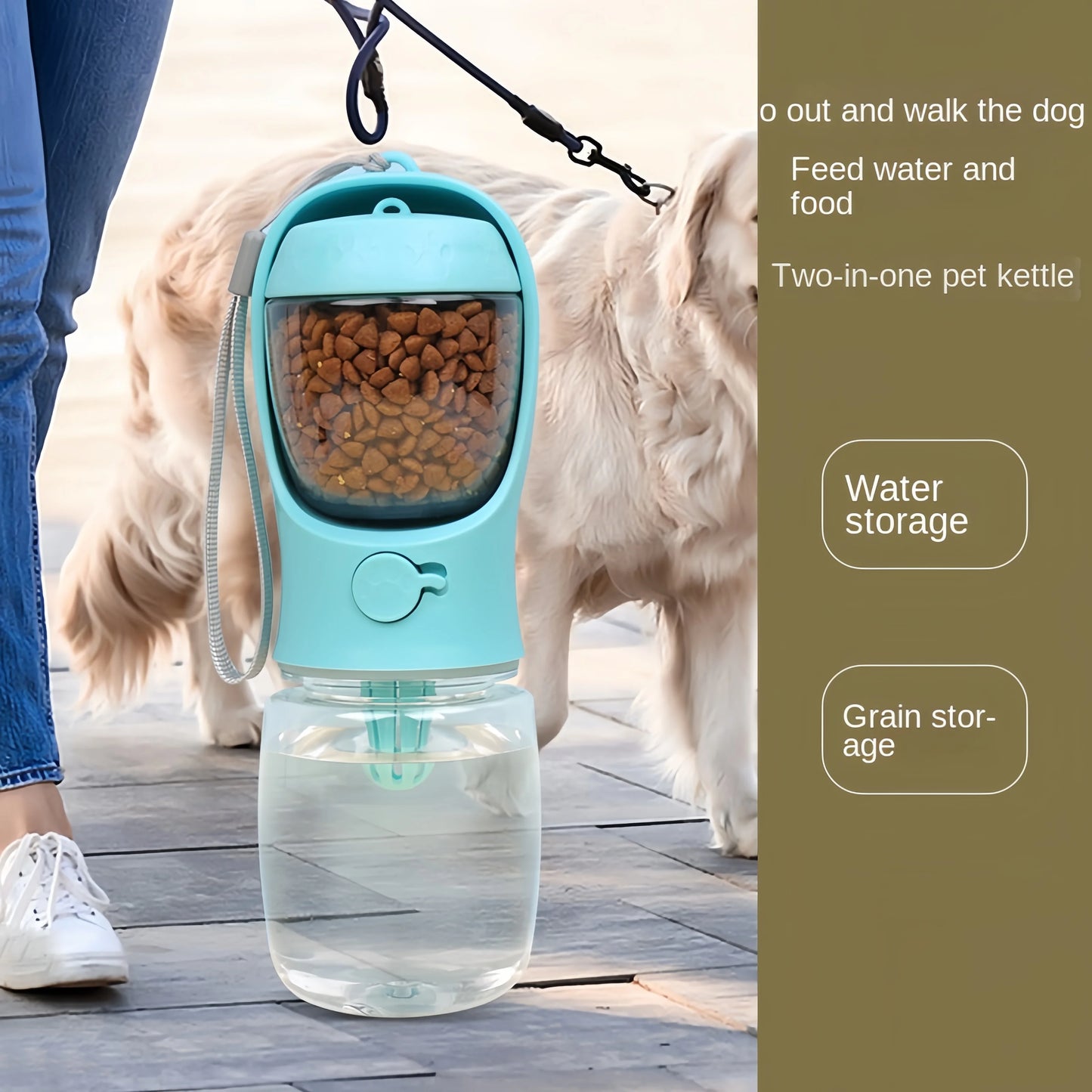 Portable Pet Water Bottle – 2-in-1 Water & Food Dispenser