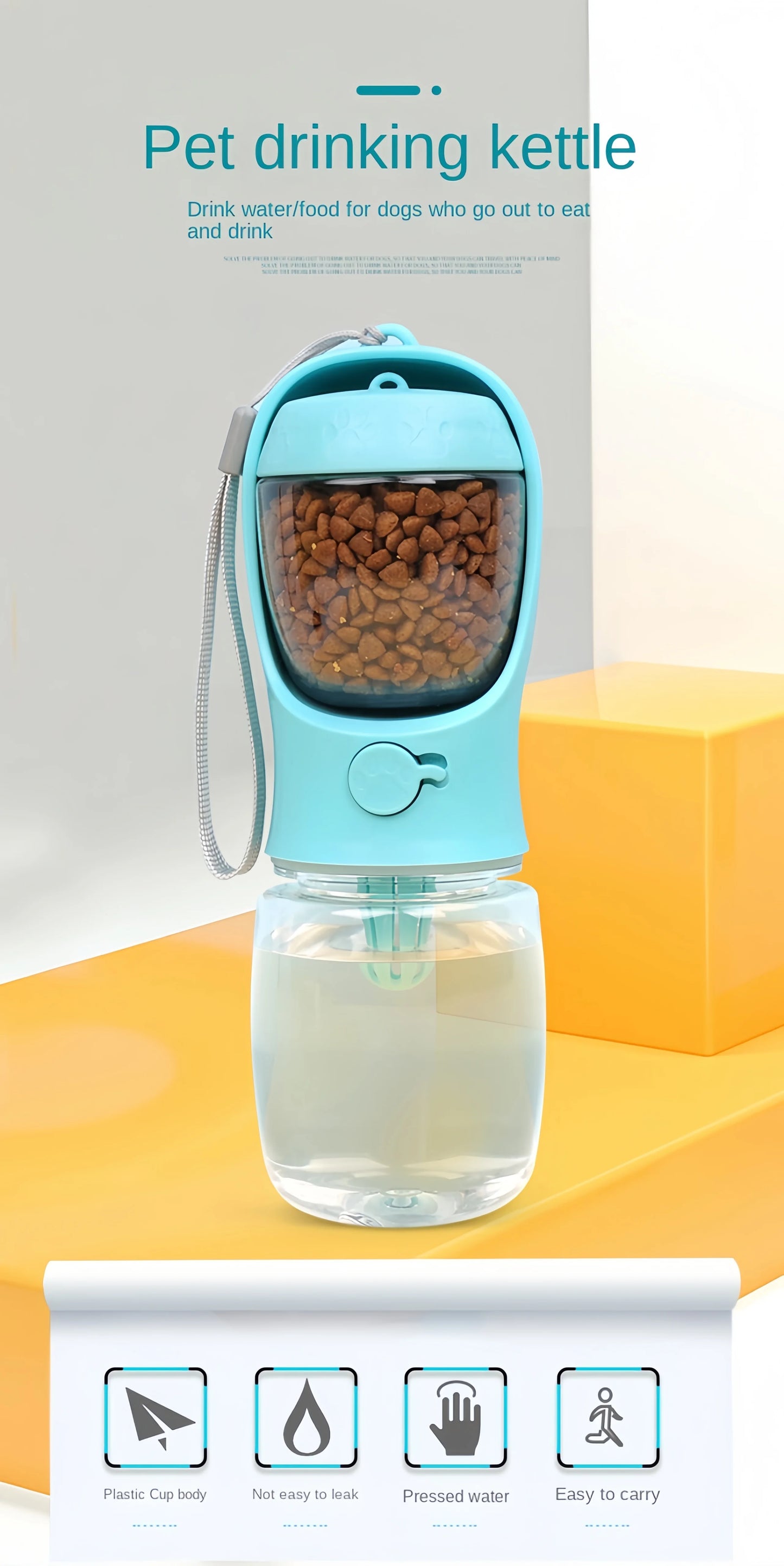 Portable Pet Water Bottle – 2-in-1 Water & Food Dispenser